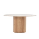 Natadora Kora Marble Dining Table - Natural Travertine - Light Oak