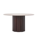 Natadora Kora Marble Dining Table - Natural Travertine - Solid Walnut
