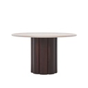 Natadora Kora Marble Dining Table - Walnut - Natural Travertine