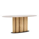 Natadora Kora Oval Dining Table - Natural Travertine - Light Oak