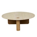 Natadora Pivot Marble Coffee Table - Natural Travertine - Light Oak