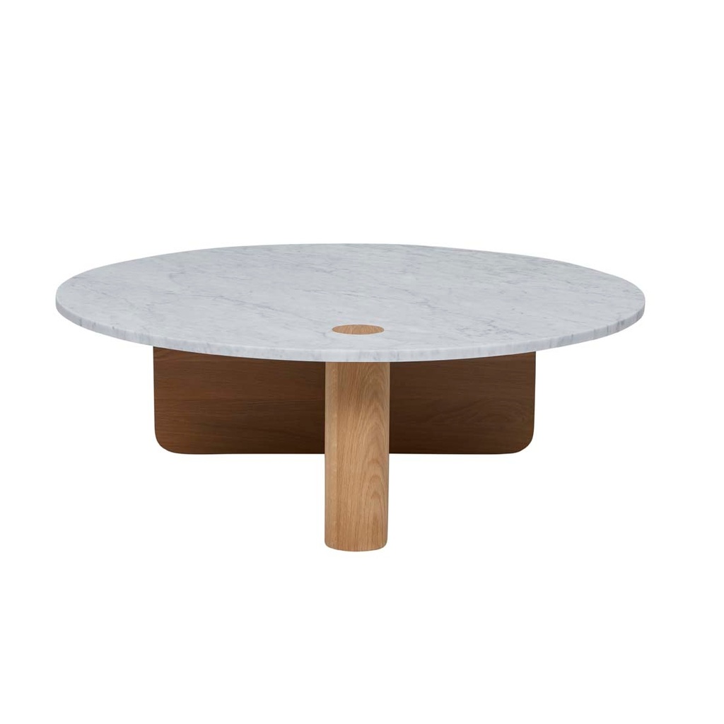 Natadora Pivot Marble Coffee Table - White Marble - Light Oak