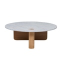 Natadora Pivot Marble Coffee Table - White Marble - Light Oak