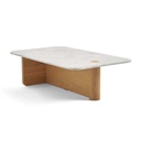 Natadora Pivot Marble Rectangle Coffee Table - White Marble - Light Oak
