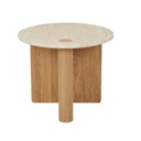 Natadora Pivot Marble Side Table - Natural Travertine - Light Oak