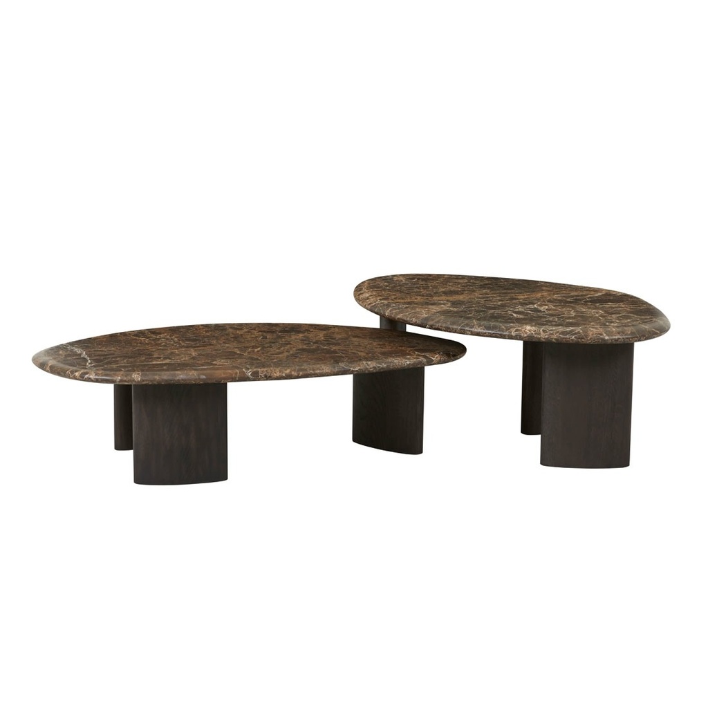 Natadora Kora Marble Coffee Table - Medium - Natural Emperador Marble - Bison Oak