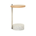 Natadora Society Marble Side Table - White Marble - Light Oak