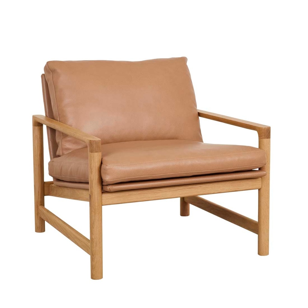 [NATADORA-TROUBADOUR-OCCASIONAL-CHAIR-PECAN-LEATHER-LIGHT-OAK-CH-NAT-TRO-OCC-LIGHT-OAK] Natadora Troubadour Occasional Chair - Pecan Leather - Light Oak