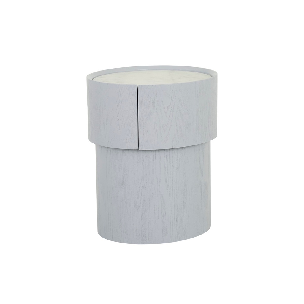 [NIDO-MARBLE-BEDSIDE-POWDER-BLUE-MATT-WHITE-MARBLE-SIDE-NIDO-MAR-MATT-WHITE-MARBLE] Nido Marble Bedside - Powder Blue - Matt White Marble