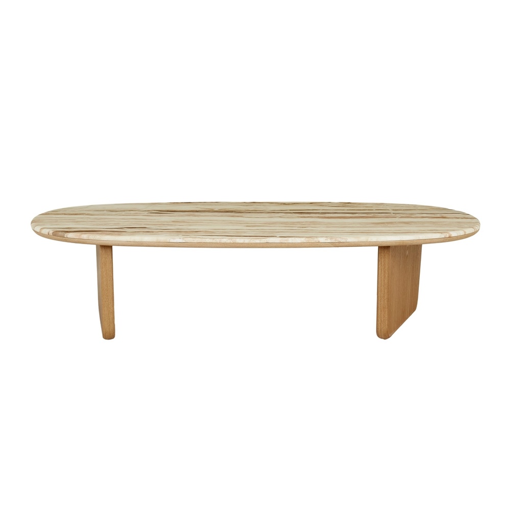 Nido Marble Coffee Table - Onyx Travertine - Natural Ash