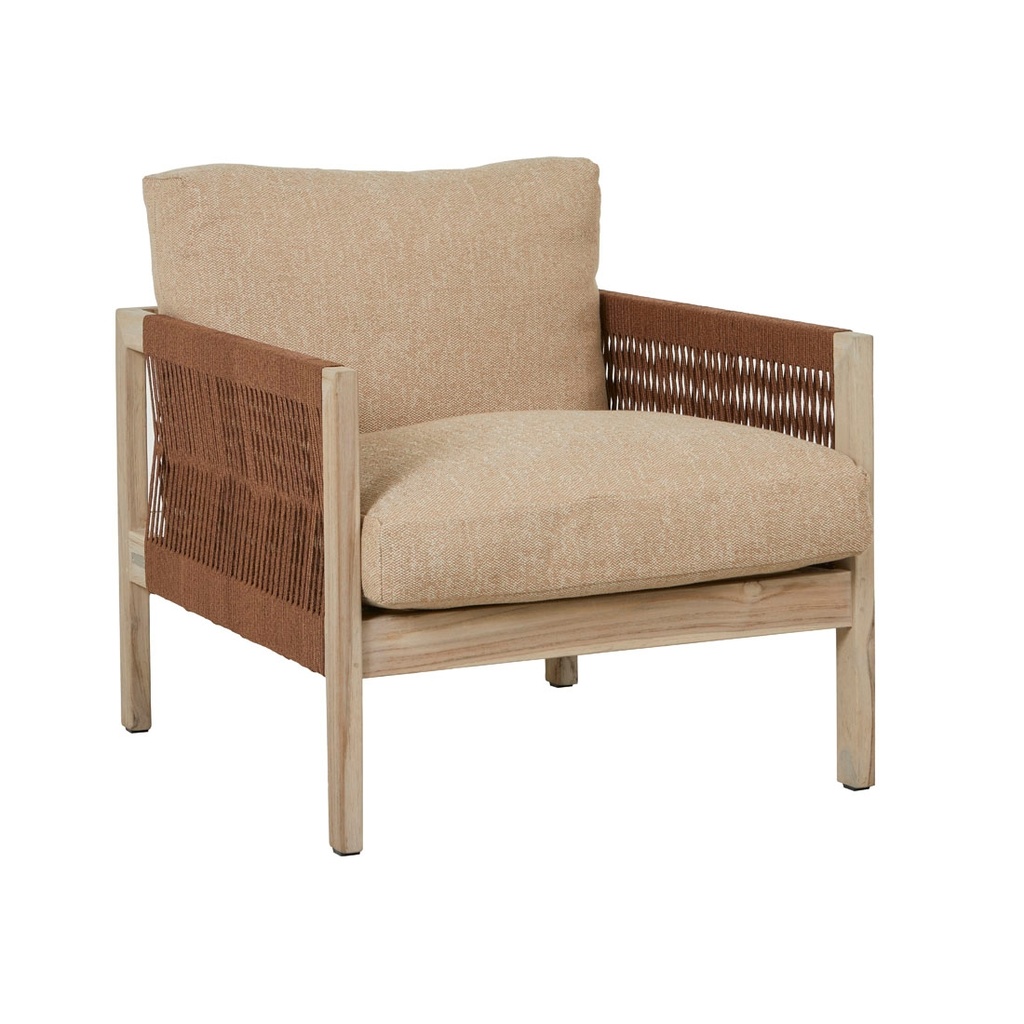 Normandy Linear Sofa Chair - Sesame - Aged Teak