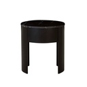 Oberon Crescent Marble Bedside - Matt Black Marble - Matt Dark Oak