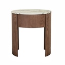 Oberon Crescent Marble Bedside - Matt Ocean Marble - Smoked Ash