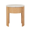 Oberon Crescent Marble Bedside - Matt White Marble - Natural Ash