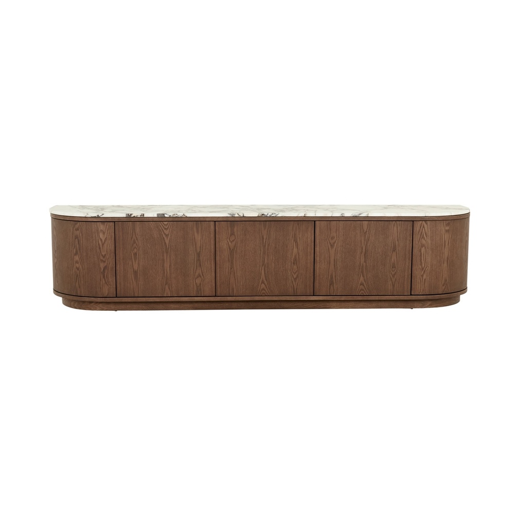 [OBERON-CRESENT-MARBLE-ENTERTAINMENT-UNIT-MATT-OCEAN-MARBLE-SMOKED-ASH-TV-OBER-CRES-MAR-X-SMOKED-ASH] Oberon Crescent Marble Entertainment Unit - Matt Ocean Marble - Smoked Ash