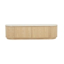 Oberon Crescent Marble Entertainment Unit - Matt White Marble - Natural Ash