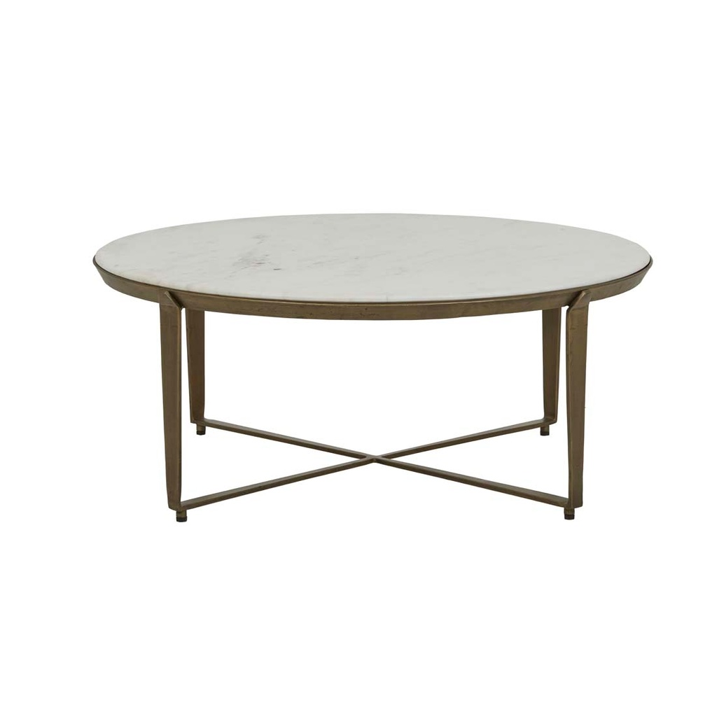 [OPHELIA-COFFEE-TABLE-WHITE-MARBLE-ANTIQUE-BRASS-CTO-OPH-ANTIQUE-BRASS] Ophelia Coffee Table - White Marble - Antique Brass