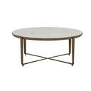 Ophelia Coffee Table - White Marble - Antique Brass