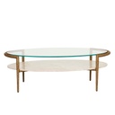 Ophelia Pointe Oval Coffee Table - Silk Grey - Antique Brass