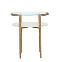 Ophelia Pointe Oval Side Table - Silk Grey - Antique Brass