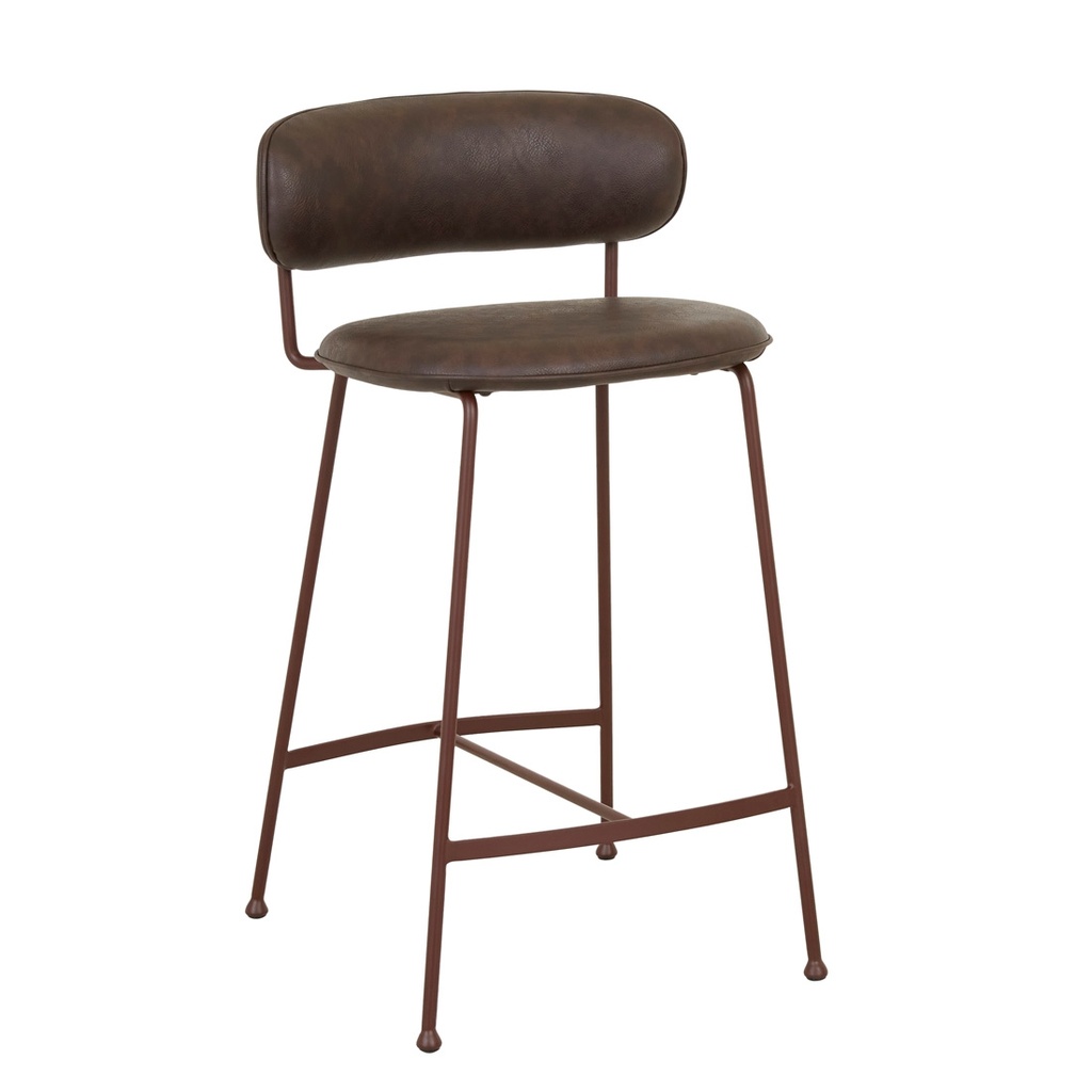 [PICCOLO-BARSTOOL-VINTAGE-MATT-DARK-BROWN-PU-MATT-SYRAH-BS-PICC-X-MATT-SYRAH] Piccolo Barstool - Vintage Matt Dark Brown PU - Matt Syrah
