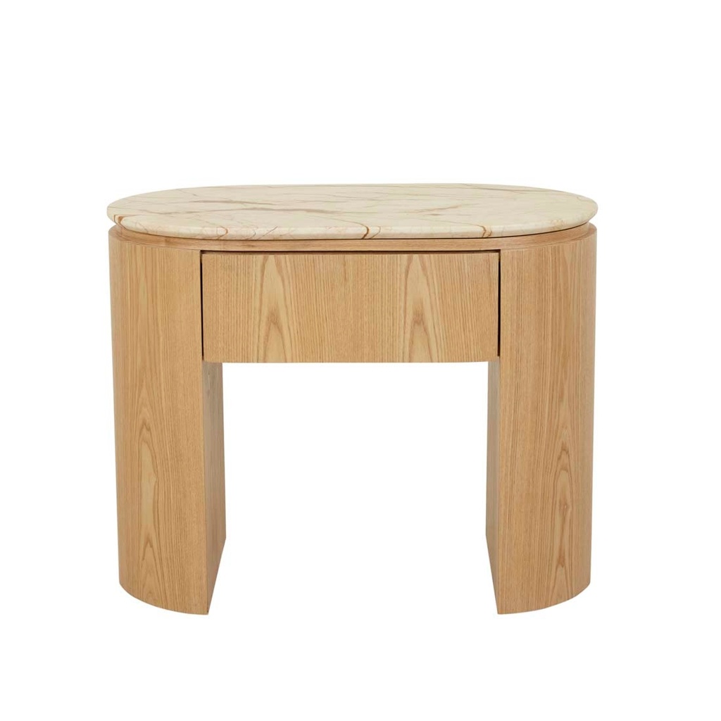 Pluto Open Bedside - Matt Brown Vein Marble - Natural Ash