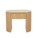 Pluto Open Bedside - Matt Brown Vein Marble - Natural Ash