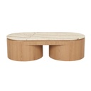 Pluto Oval Marble Coffee Table - Brown Vein Marble - Natural Ash