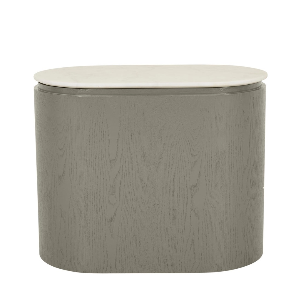 [PLUTO-OVAL-MARBLE-SIDE-TABLE-WHITE-MARBLE-SNOWGUM-LT-PLU-OVL-MAR-SNOWGUM] Pluto Oval Marble Side Table - White Marble - Snowgum