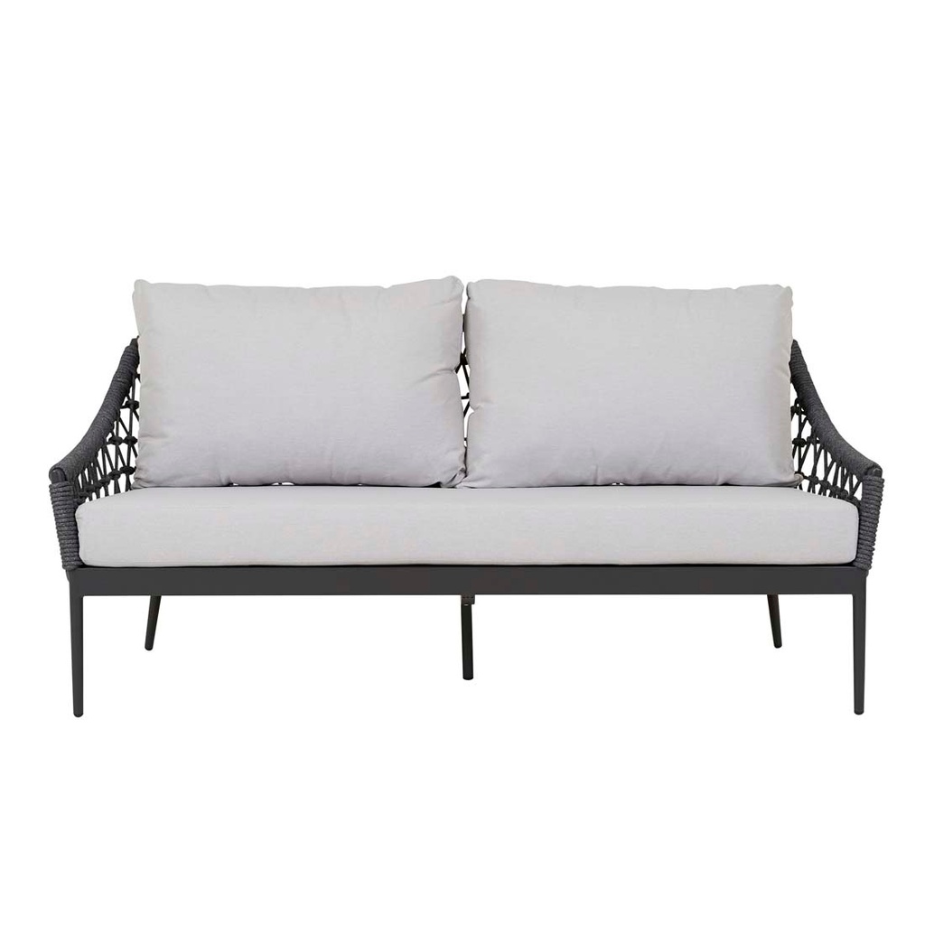 Portsea Classic 2 Seater Sofa - Light Grey - Charcoal Aluminium