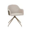 Riley Piped Spider Leg Office Chair - Chai Boucle - Vintage Matt Dark Brown PU