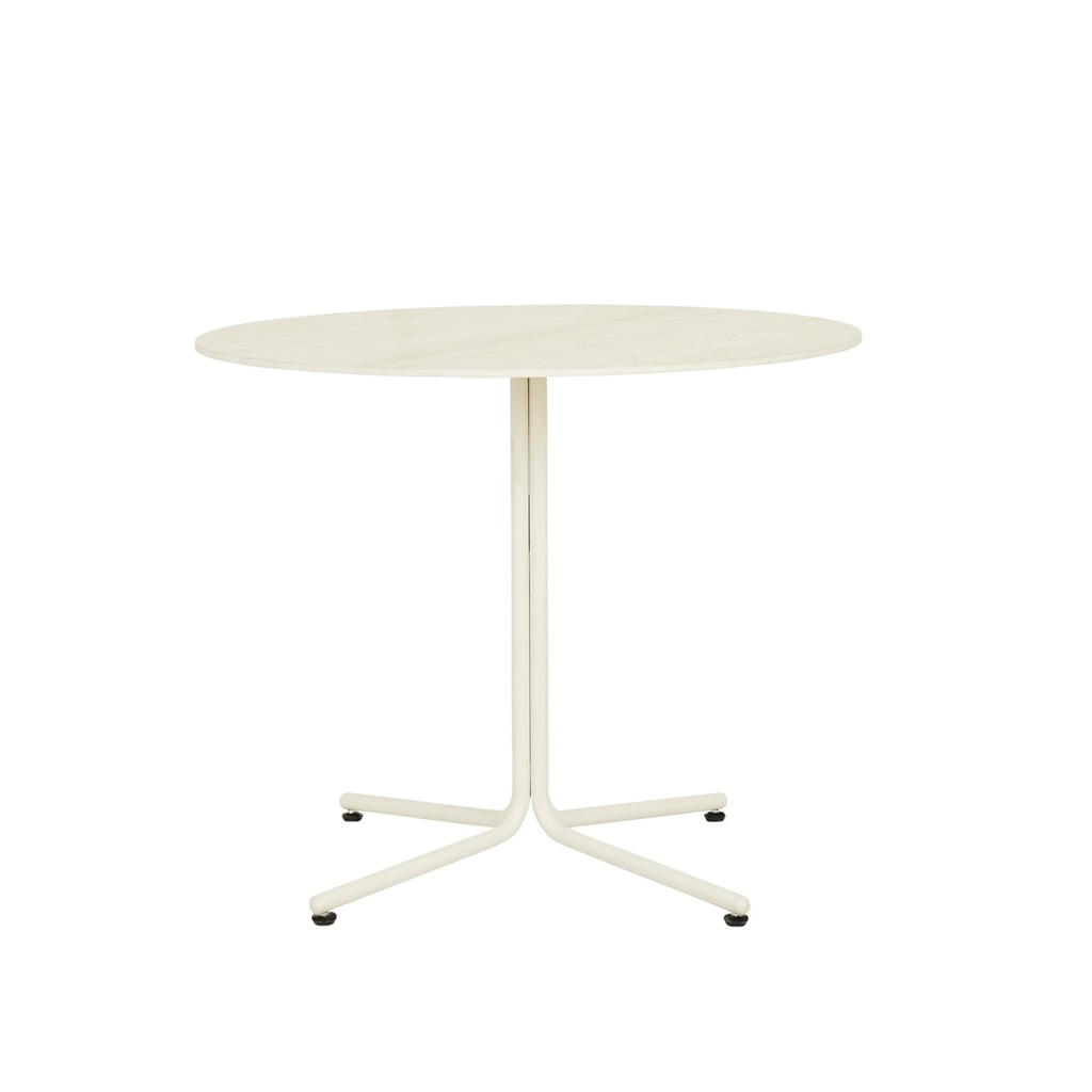 Riley Round Dining Table - Travertine Ceramic - Matt Bone