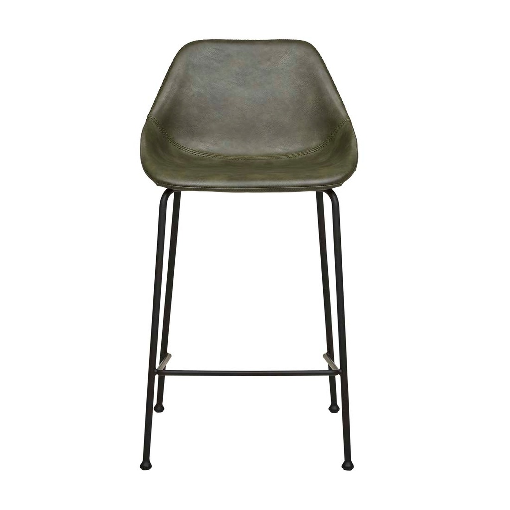 [RONALD-BARSTOOL-VINTAGE-MATT-GREEN-PU-BLACK-LEATHER-BS-RONALD-BLACK-LEATHER] Ronald Barstool - Vintage Matt Green PU - Black Leather