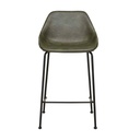 Ronald Barstool - Vintage Matt Green PU - Black Leather