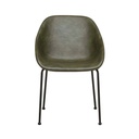 Ronald Dining Armchair - Vintage Matt Green PU - Black Metal