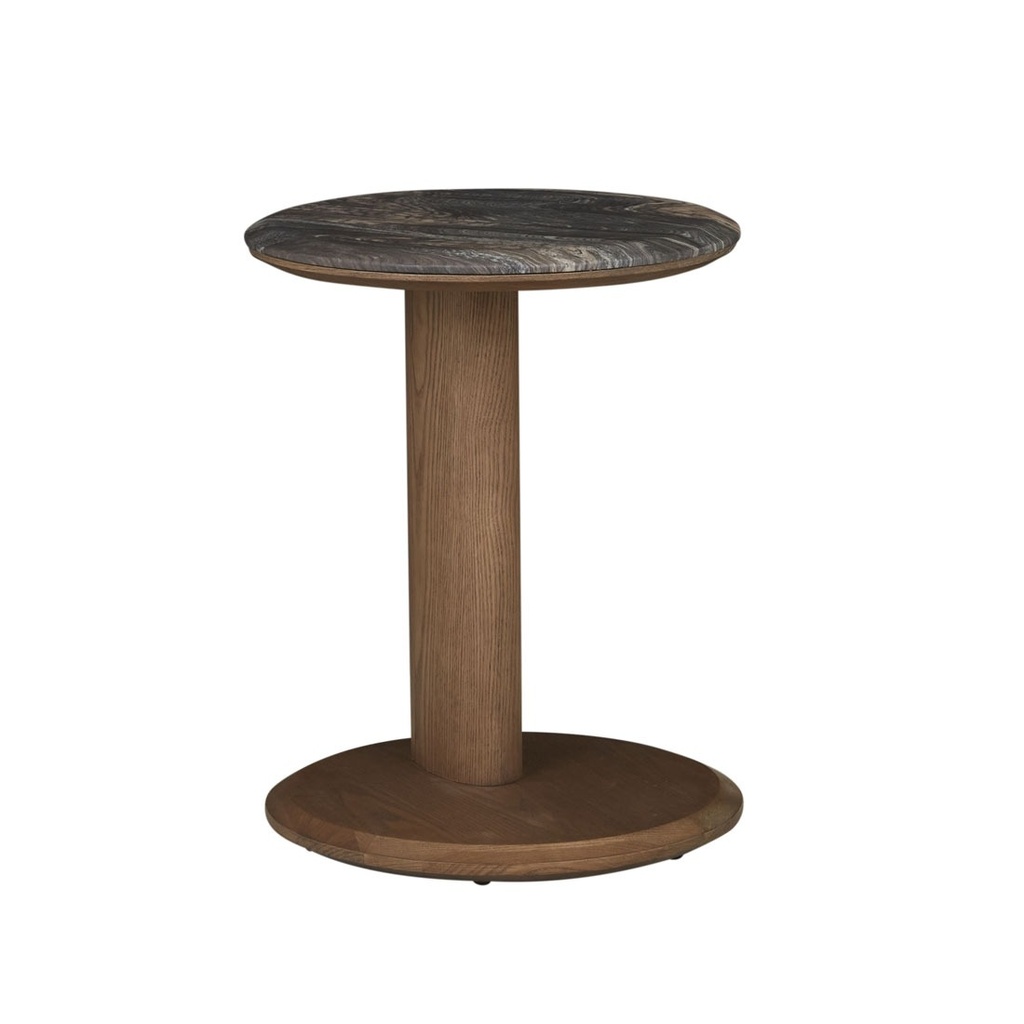 Rudy Marble Side Table - Storm Marble - Smoked Ash