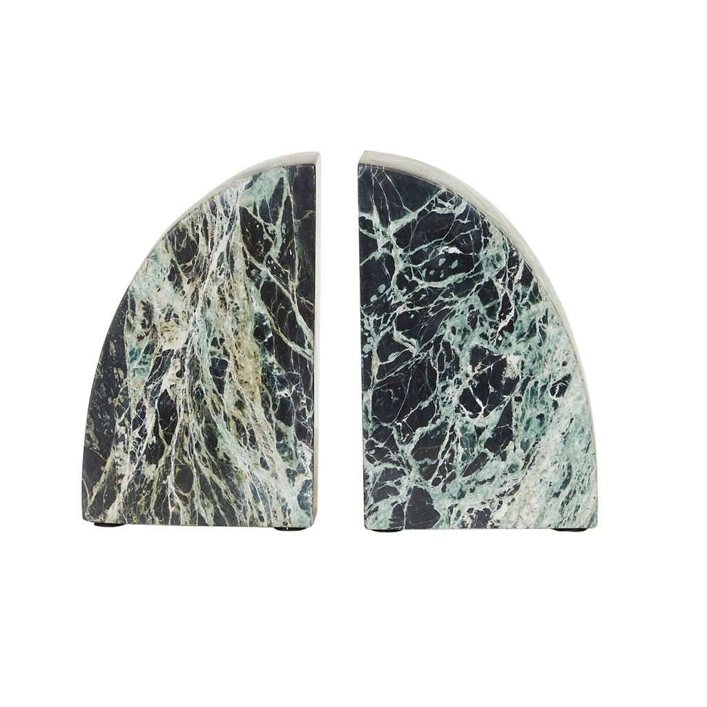 [RUFUS-CURVE-SET-OF-2-BOOKENDS-SPIDER-GREEN-MARBLE-DEC-RUF-CRV-BOOK-S2] Rufus Curve Set of 2 Bookends - Spider Green Marble