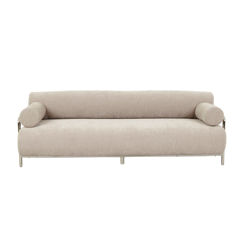 Sidney Renzo 3 Seater Sofa - Parchment - Chrome