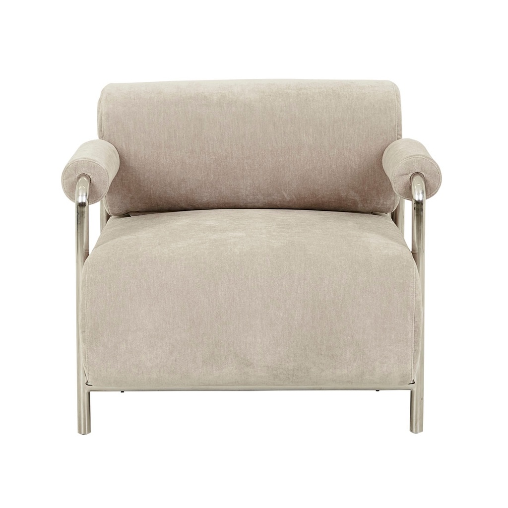 Sidney Renzo Sofa Chair - Parchment - Chrome