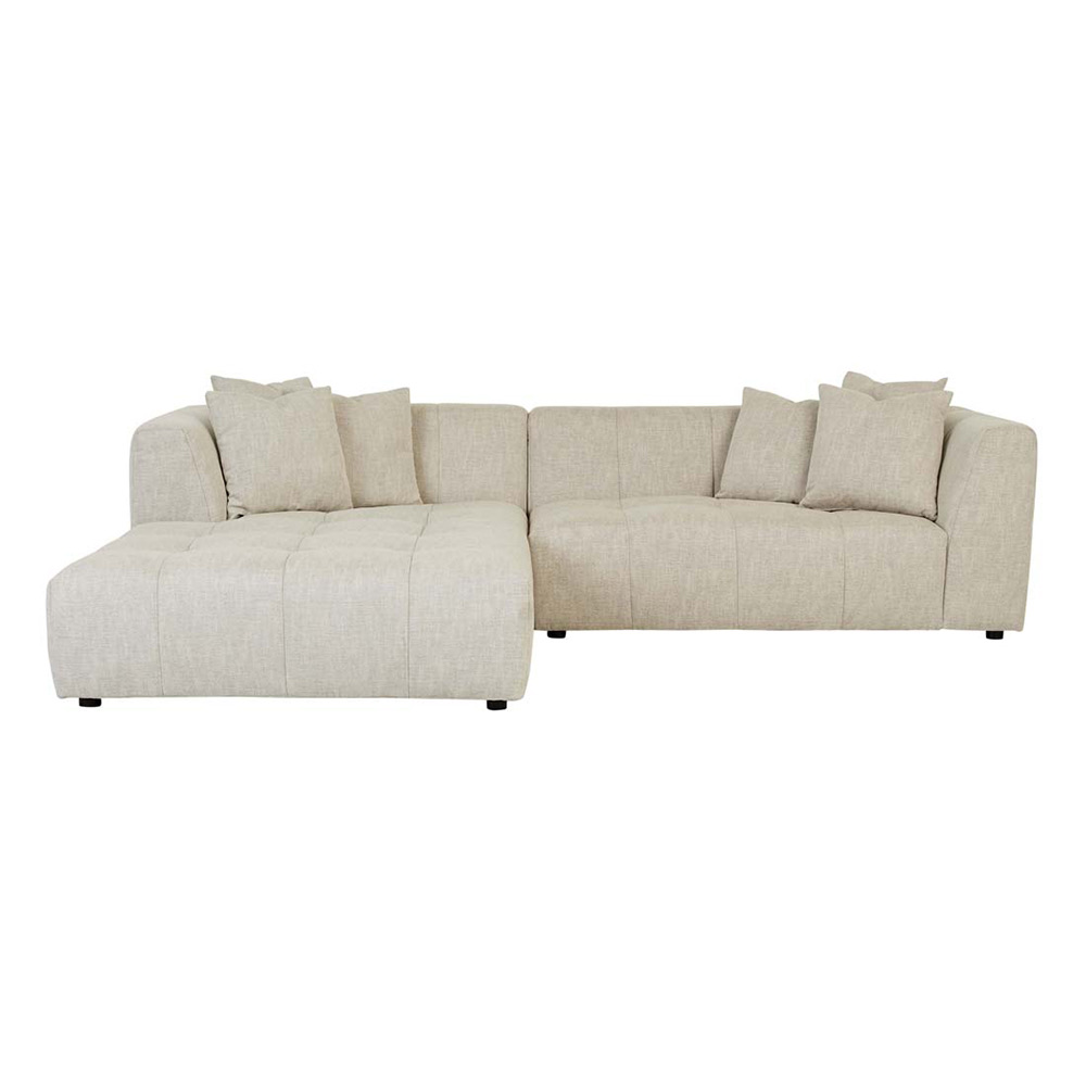 Sidney Slouch 3-Seater Left Chaise Sofa with 2-Seater Arm - Barley
