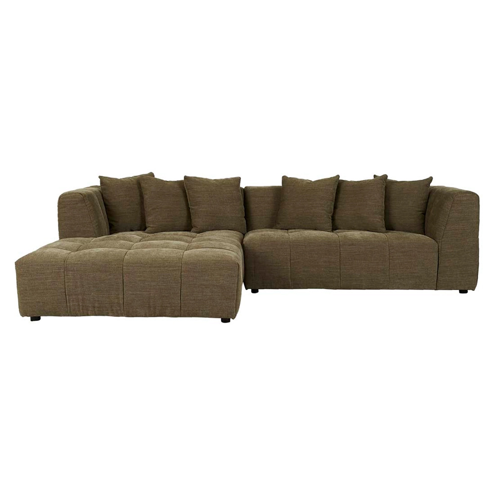 Sidney Slouch 3-Seater Left Chaise Sofa with 2-Seater Arm - Copeland Olive
