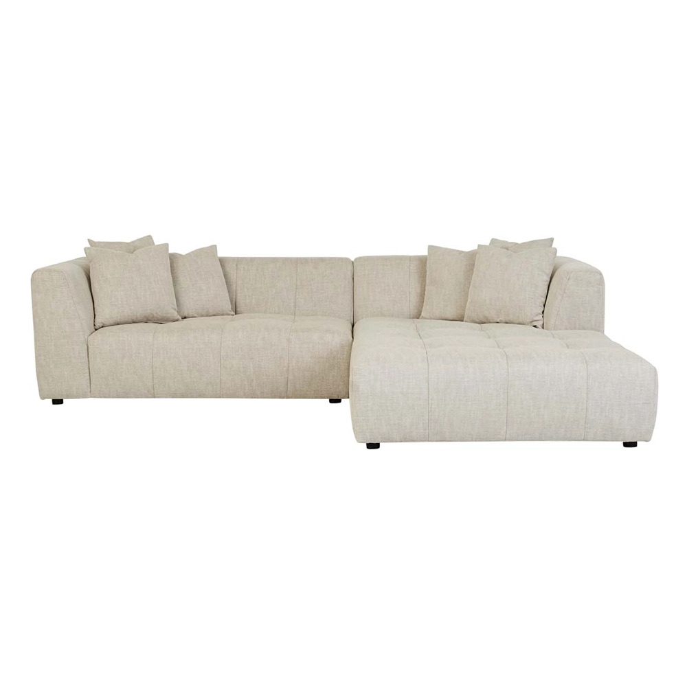 Sidney Slouch 3-Seater Right Chaise Sofa with 2-Seater Arm - Barley