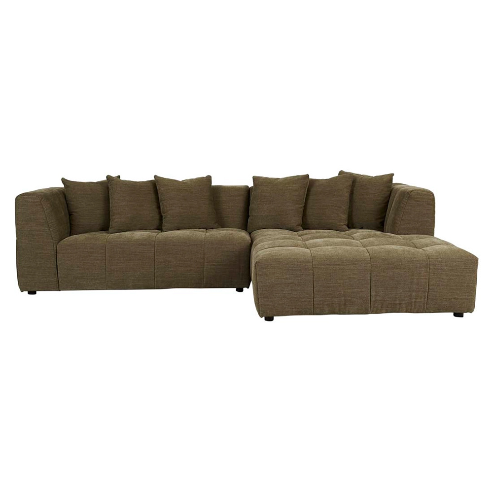 Sidney Slouch 3-Seater Right Chaise Sofa with 2-Seater Arm - Copeland Olive