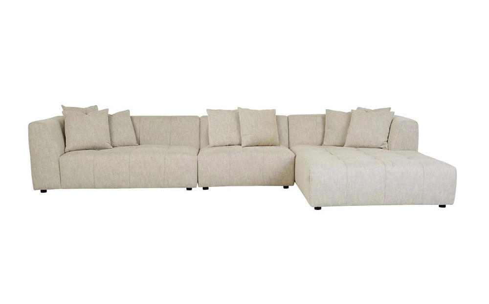 Sidney Slouch 4-Seater Right Chaise with Arm - Barley