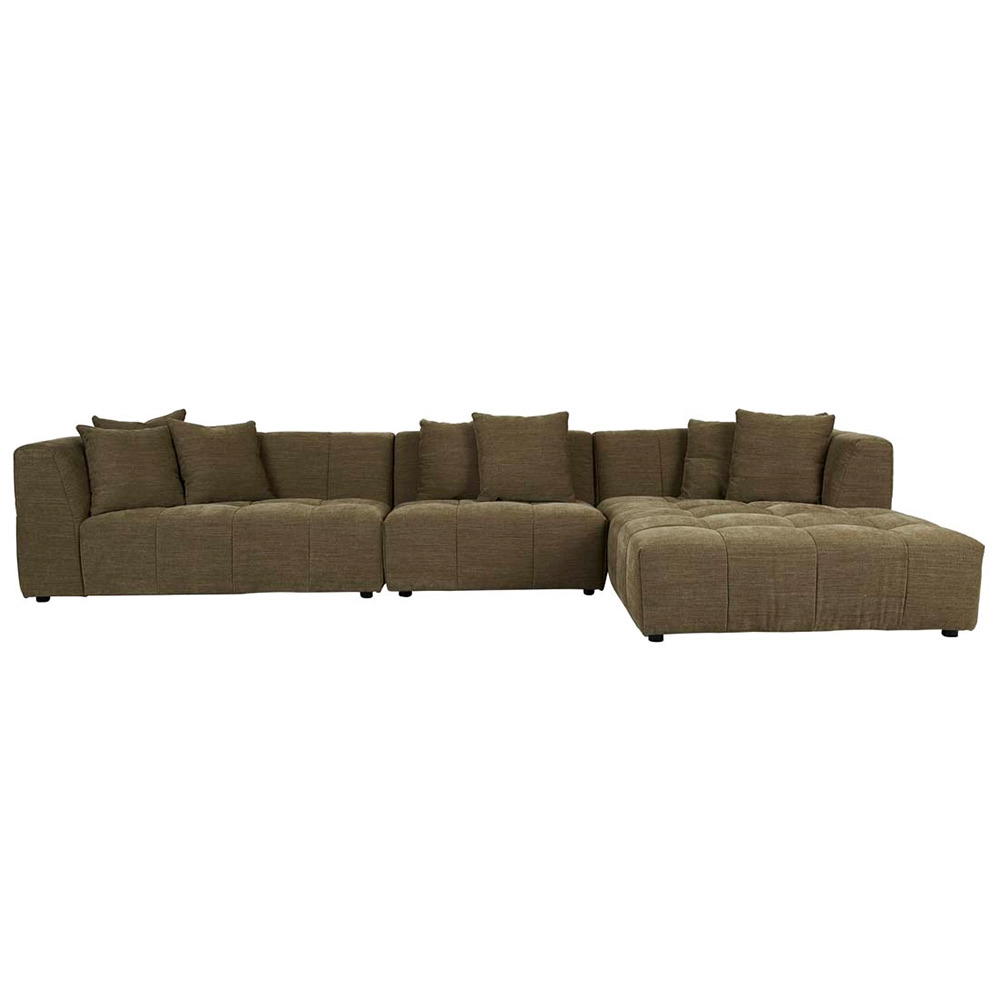 Sidney Slouch 4-Seater Right Chaise with Arm - Copeland Olive