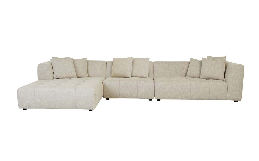 Sidney Slouch 4-Seater Left Chaise with Arms - Barley