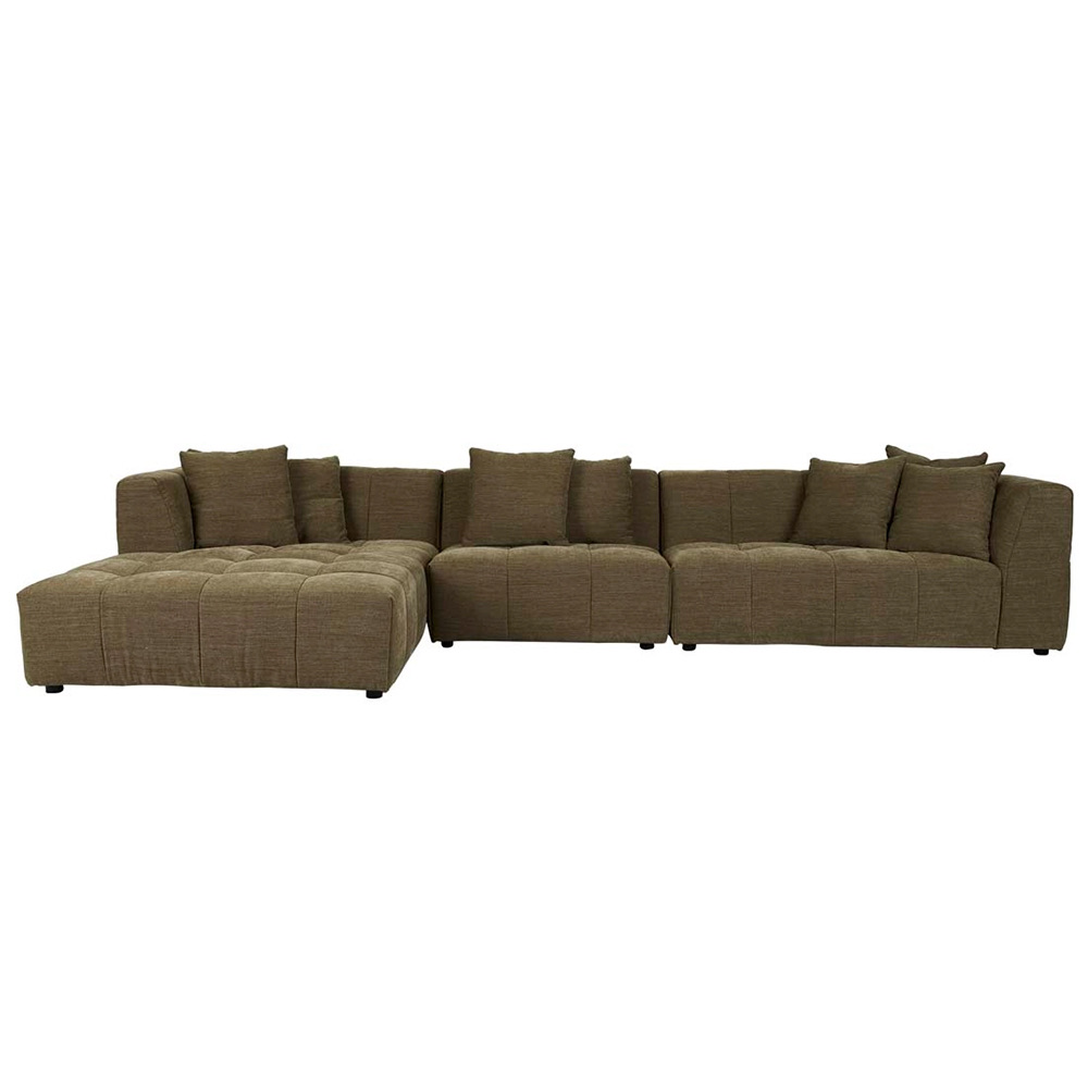 Sidney Slouch 4-Seater Left Chaise with Arms - Copeland Olive