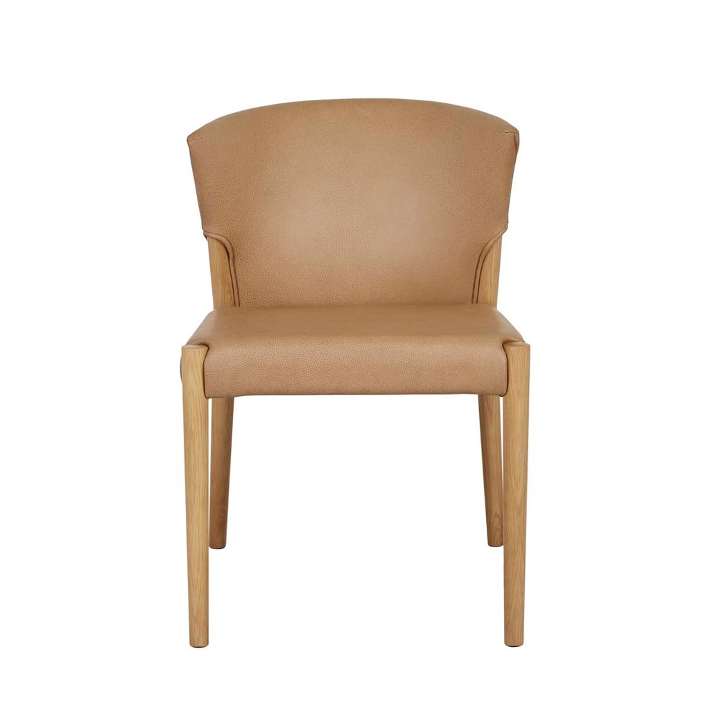 Ronda Upholstered Dining Chair - Pecan Leather - Light Oak