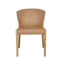 Ronda Upholstered Dining Chair - Pecan Leather - Light Oak
