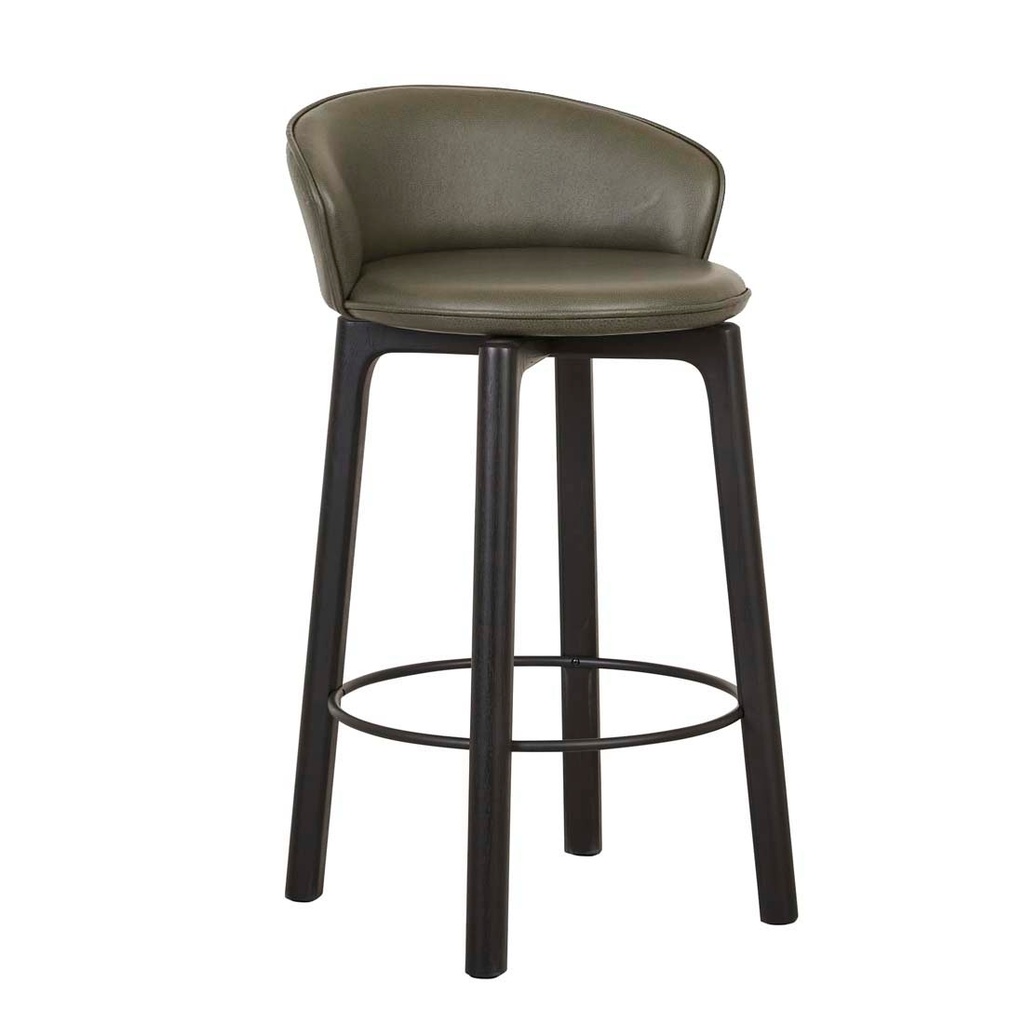 [SKETCH-GLIDE-BARSTOOL-KALE-LEATHER-BLACK-ONYX-BS-SKE-GLI-ARM-LW2-BLACK-ONYX] Tolv Glide Barstool - Kale Leather - Black Onyx